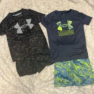 2 sets of underarmour shorts and shirts